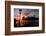 View of Manhattan from the Brooklyn Bridge at sunset, New York City, New York-null-Framed Photographic Print