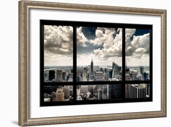 View of Manhattan, New York from Window-Steve Kelley-Framed Photographic Print