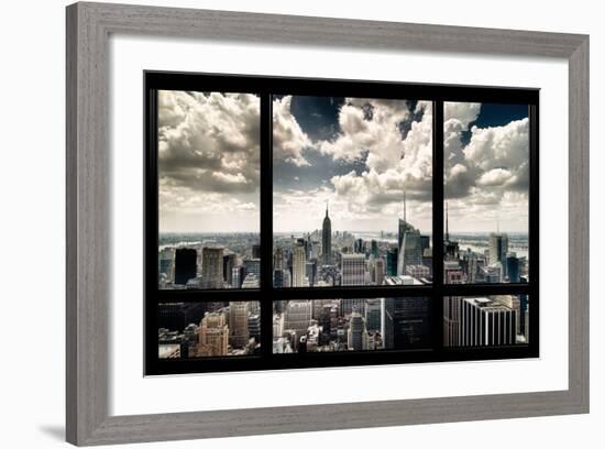 View of Manhattan, New York from Window-Steve Kelley-Framed Photographic Print