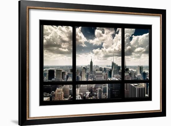 View of Manhattan, New York from Window-Steve Kelley-Framed Photographic Print