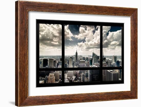 View of Manhattan, New York from Window-Steve Kelley-Framed Photographic Print