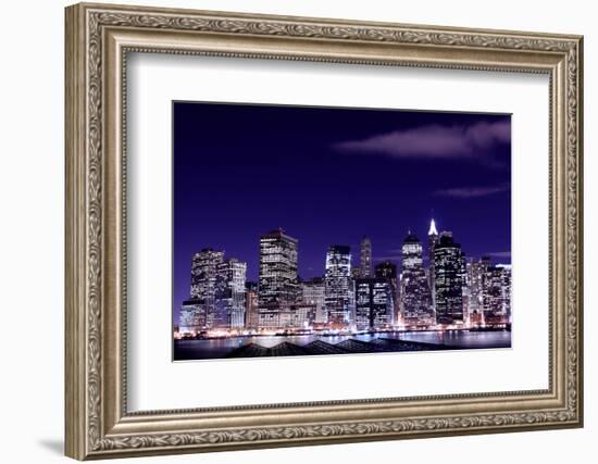 View of Manhattan Skyline from Brooklyn at Night, New York City-Zigi-Framed Photographic Print