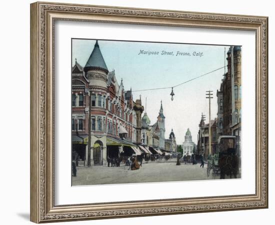 View of Mariposa Street - Fresno, CA-Lantern Press-Framed Art Print