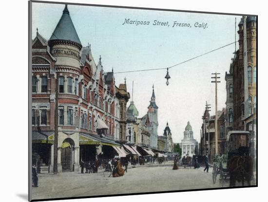 View of Mariposa Street - Fresno, CA-Lantern Press-Mounted Art Print