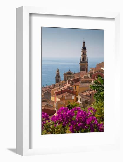 View of Medieval Menton and Basilique Saint Michel, Alpes-Maritimes, Cote D'Azur-Frank Fell-Framed Photographic Print