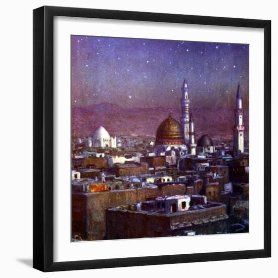 View of Medina, Arabia, by Moonlight, Showing the Dome of the Tomb of the Prophet, 1918-Etienne Dinet-Framed Giclee Print