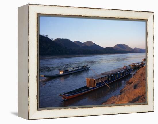 View of Mekong River at Sunset, Luang Prabang, Laos, Indochina, Southeast Asia-Alison Wright-Framed Premier Image Canvas