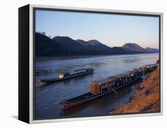 View of Mekong River at Sunset, Luang Prabang, Laos, Indochina, Southeast Asia-Alison Wright-Framed Premier Image Canvas