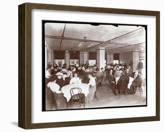 View of Men and Women Dining in a Cafeteria at Parke, Davis and Co., Chemists, Hudson and Vestry…-Byron Company-Framed Giclee Print