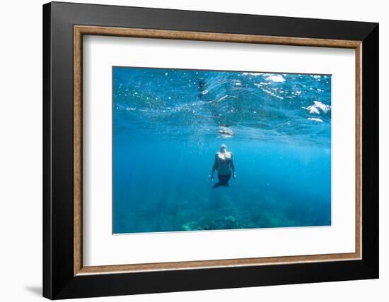 View of Mermaid Swimming in Ocean, Hawaii, USA-null-Framed Photographic Print