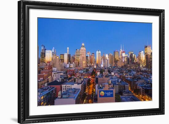 View of Midtown Manhattan from the press lounge rooftop bar, New York, USA-Jordan Banks-Framed Photographic Print