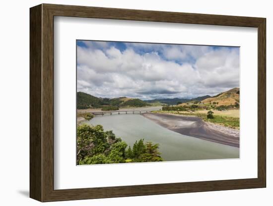 View of Mokau Bridge, Mokau, North Island, New Zealand-null-Framed Photographic Print