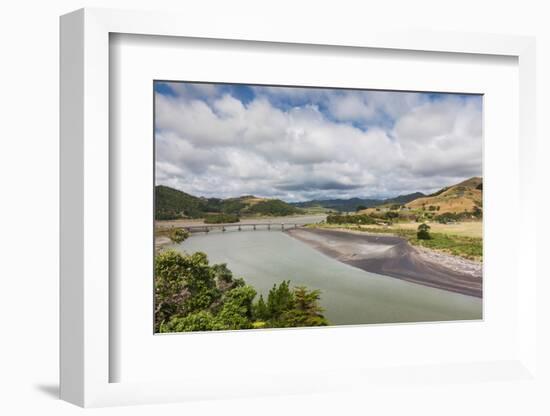 View of Mokau Bridge, Mokau, North Island, New Zealand-null-Framed Photographic Print