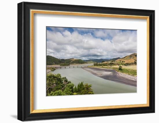 View of Mokau Bridge, Mokau, North Island, New Zealand-null-Framed Photographic Print