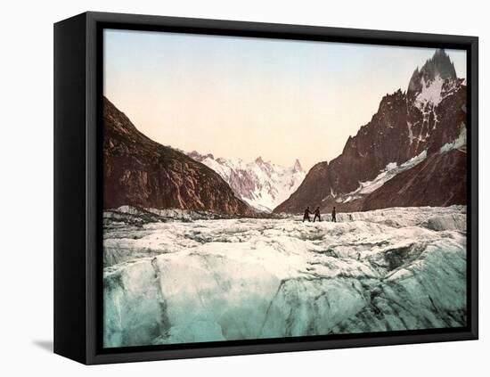 View of Mont Blanc: La Mer De Glace. Photochrome V. 1890.-Unknown Artist-Framed Premier Image Canvas