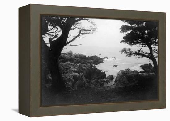 View of Monterey Bay from 17 Mile Drive - Carmel, CA-Lantern Press-Framed Stretched Canvas