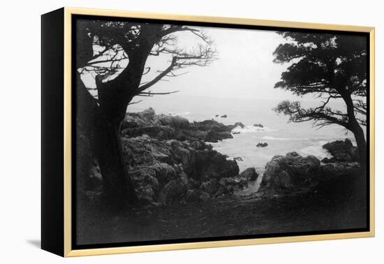 View of Monterey Bay from 17 Mile Drive - Carmel, CA-Lantern Press-Framed Stretched Canvas