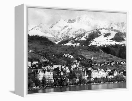 View of Montreux, on Lake Geneva, Switzerland, January 1959-null-Framed Premier Image Canvas