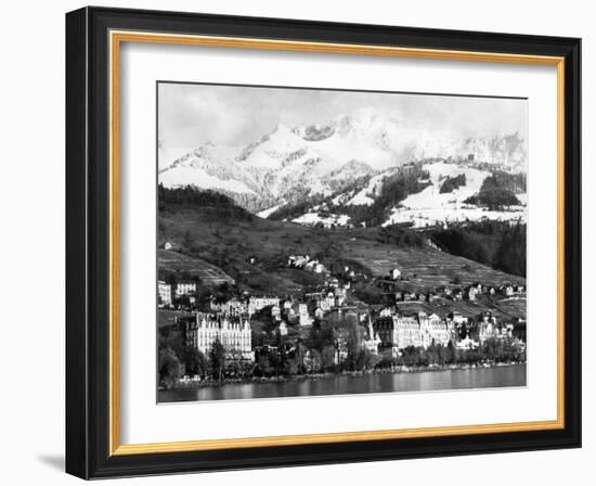 View of Montreux, on Lake Geneva, Switzerland, January 1959-null-Framed Photographic Print