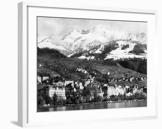 View of Montreux, on Lake Geneva, Switzerland, January 1959-null-Framed Photographic Print