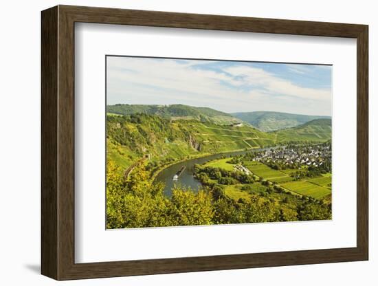 View of Moselle River (Mosel) and Puenderich Village, Rhineland-Palatinate, Germany, Europe-Jochen Schlenker-Framed Photographic Print