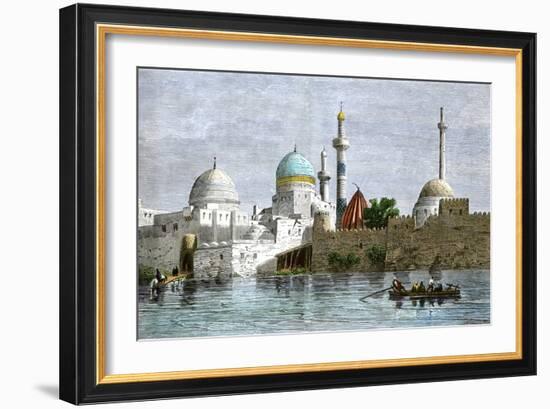 View of Mosul, Iraq, from the Tigris River, 1800s-null-Framed Giclee Print