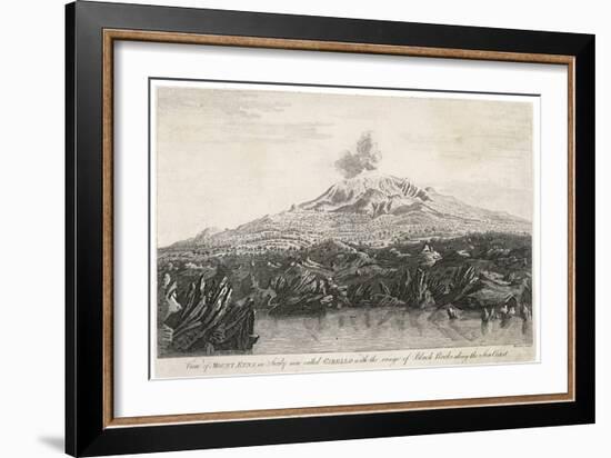 View of Mount Etna in Sicily Now Called Gibello with the Range of Black Rocks Along the Sea Coast-Wooding Wooding-Framed Art Print