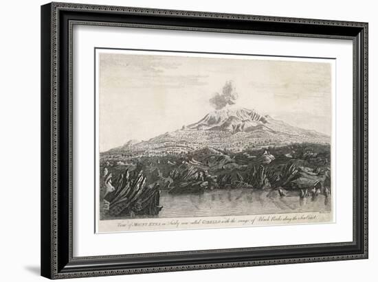 View of Mount Etna in Sicily Now Called Gibello with the Range of Black Rocks Along the Sea Coast-Wooding Wooding-Framed Art Print