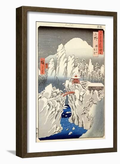 View of Mount Haruna in the Snow, from "Famous Views of the 60 Odd Provinces"-Ando Hiroshige-Framed Giclee Print