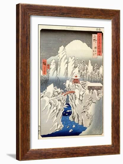 View of Mount Haruna in the Snow, from "Famous Views of the 60 Odd Provinces"-Ando Hiroshige-Framed Giclee Print