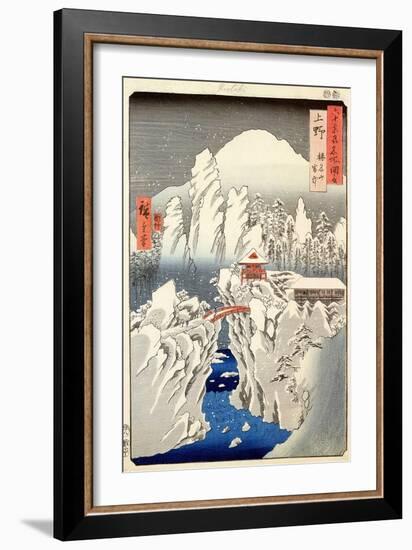 View of Mount Haruna in the Snow, from "Famous Views of the 60 Odd Provinces"-Ando Hiroshige-Framed Giclee Print