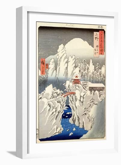 View of Mount Haruna in the Snow, from "Famous Views of the 60 Odd Provinces"-Ando Hiroshige-Framed Giclee Print
