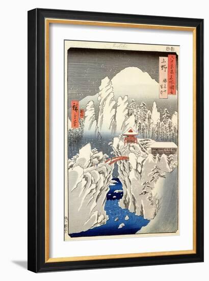 View of Mount Haruna in the Snow, from "Famous Views of the 60 Odd Provinces"-Ando Hiroshige-Framed Giclee Print