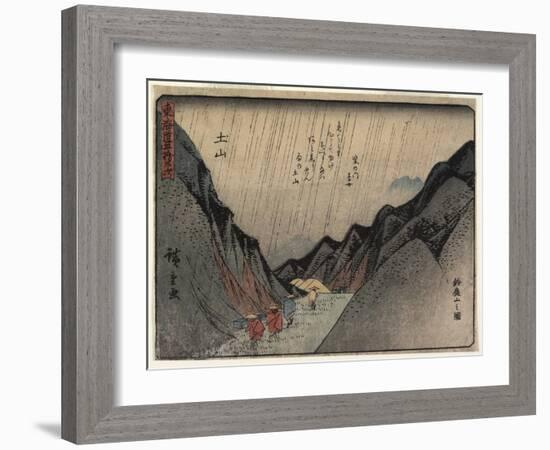 View of Mount Suzuka in Tsuchiyama, 1837-1844-Utagawa Hiroshige-Framed Giclee Print