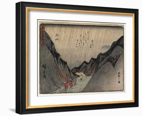 View of Mount Suzuka in Tsuchiyama, 1837-1844-Utagawa Hiroshige-Framed Giclee Print