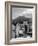 View of Mount Vesuvius from the Town of Torre Annunciata with Men Tending to Drying Pasta-Alfred Eisenstaedt-Framed Photographic Print