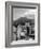 View of Mount Vesuvius from the Town of Torre Annunciata with Men Tending to Drying Pasta-Alfred Eisenstaedt-Framed Photographic Print