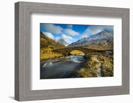 View of mountains and Cattle Bridge in winter-Frank Fell-Framed Photographic Print