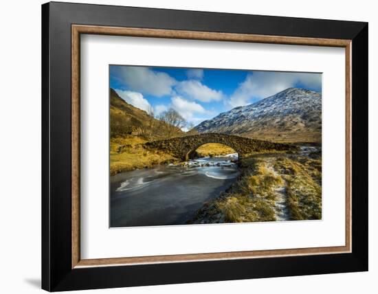 View of mountains and Cattle Bridge in winter-Frank Fell-Framed Photographic Print