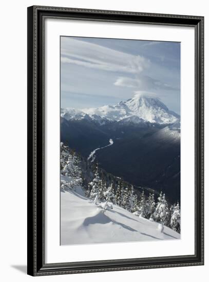 View of Mt. Rainier and White River from Crystal Mountain, Washington, USA-Merrill Images-Framed Photographic Print