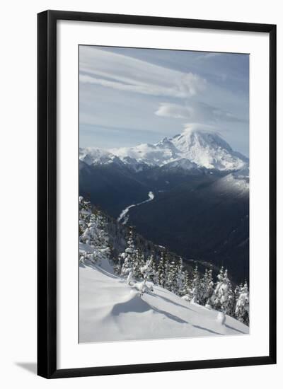 View of Mt. Rainier and White River from Crystal Mountain, Washington, USA-Merrill Images-Framed Photographic Print