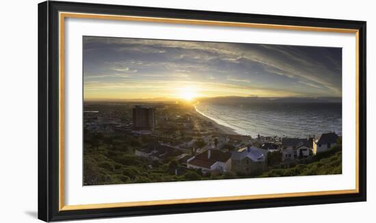 View of Muizenberg Beach at sunrise, Cape Town, Western Cape, South Africa, Africa-Ian Trower-Framed Photographic Print