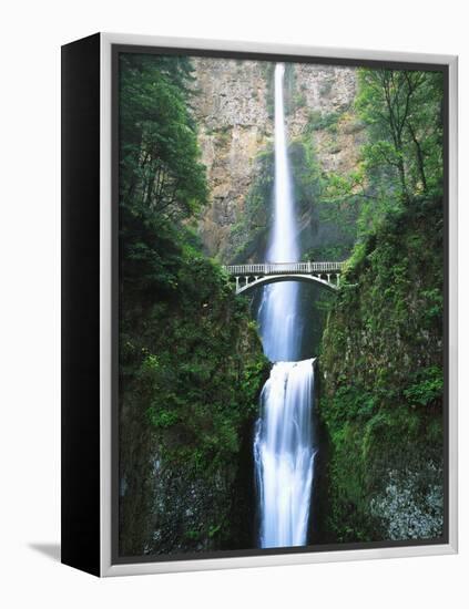 View of Multnomah Falls in Columbia Gorge, Oregon, USA-Walter Bibikow-Framed Premier Image Canvas