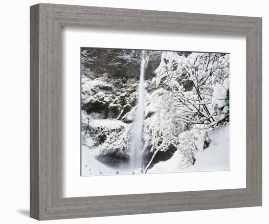 View of Multonmah Falls in Winter, Columbia Gorge Scenic Area, Oregon, USA-Stuart Westmorland-Framed Photographic Print