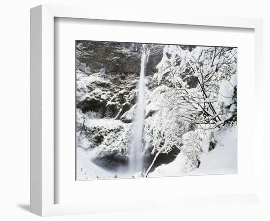 View of Multonmah Falls in Winter, Columbia Gorge Scenic Area, Oregon, USA-Stuart Westmorland-Framed Photographic Print