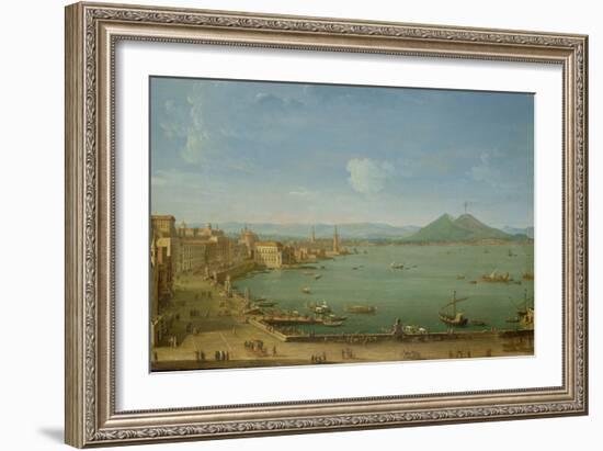 View of Naples from the Bay with Mt. Vesuvius-Antonio Joli-Framed Giclee Print