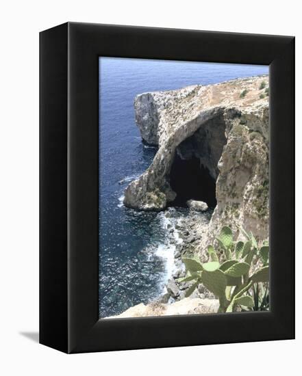 View of Natural Bridge and Boat, Blue Grotto, Malta-Peter Thompson-Framed Premier Image Canvas