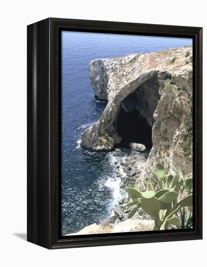 View of Natural Bridge and Boat, Blue Grotto, Malta-Peter Thompson-Framed Premier Image Canvas