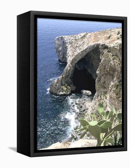 View of Natural Bridge and Boat, Blue Grotto, Malta-Peter Thompson-Framed Premier Image Canvas