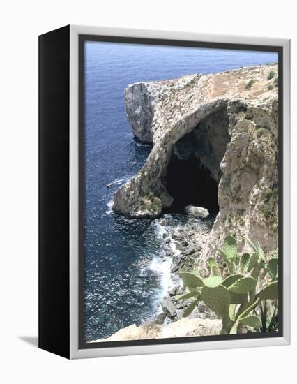 View of Natural Bridge and Boat, Blue Grotto, Malta-Peter Thompson-Framed Premier Image Canvas